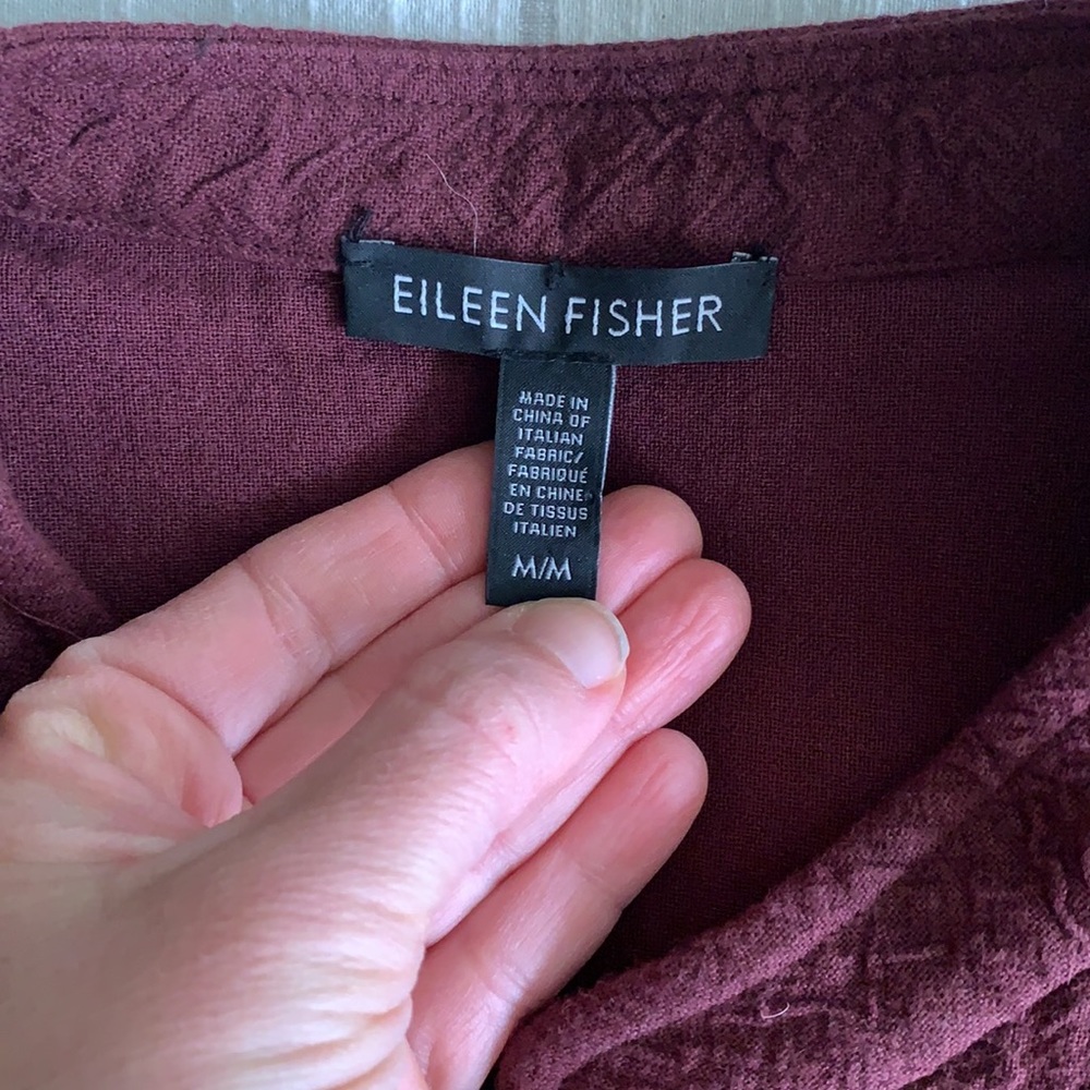 Eileen Fisher Burgundy Textured Open-Front Jacket - Picture 6 of 16